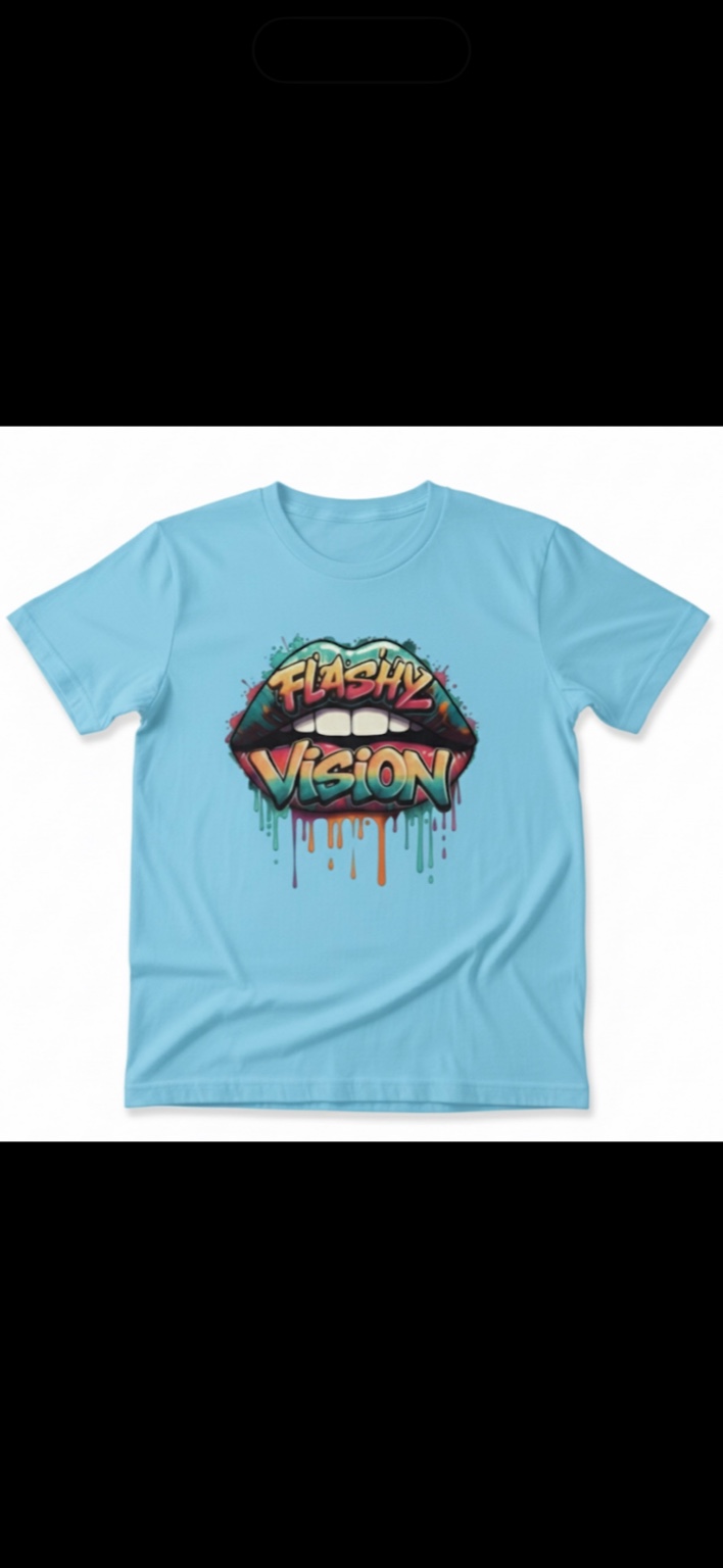 Light Blue Flashy Vision Lips Tee