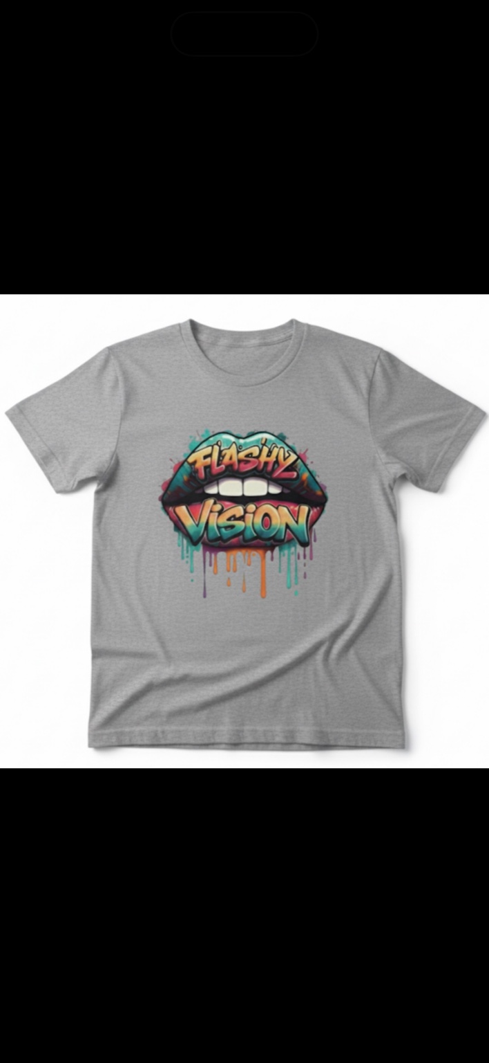 Gray Flashy Vision Lips Tee
