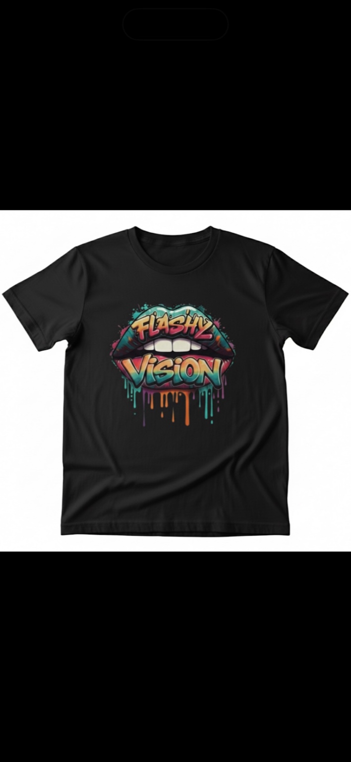 Black Flashy Vision Lips Tee